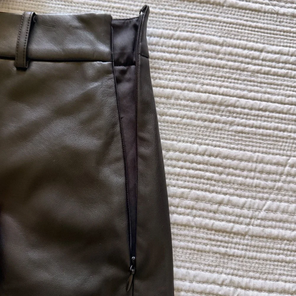 NWT Loft Faux Leather Women's  Mini Skirt Brown Belted‎ A-Line  Size 8